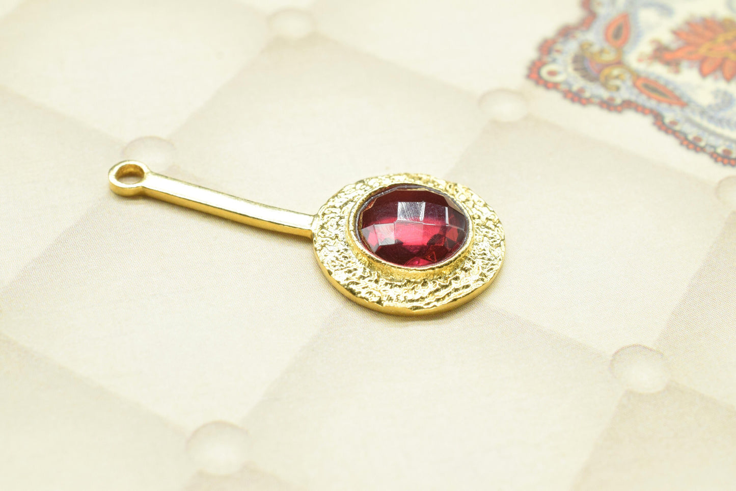 Pink Tourmaline Pendant , Pink Tourmaline  Gemstone Handmade Pendant ,Single Bail Checker Cut Gemstone Connector, Gold Plated Connectors