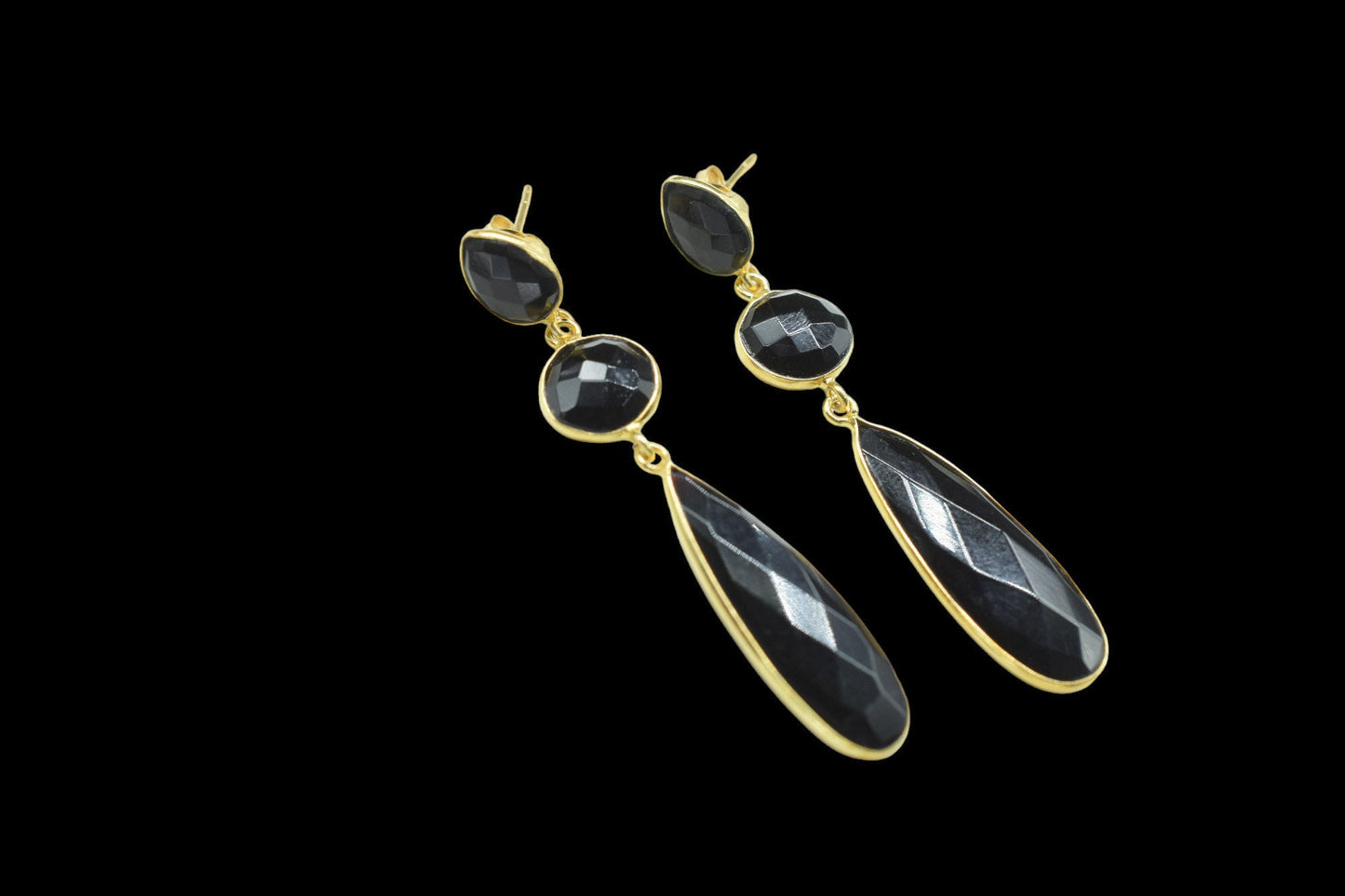 Black Onyx Dangling Earring/Handmade Earring/Bridal Jewelry/Gold Plated Earring/Gold Plated Jewelry/Statement Earrings For Bridal/Gift