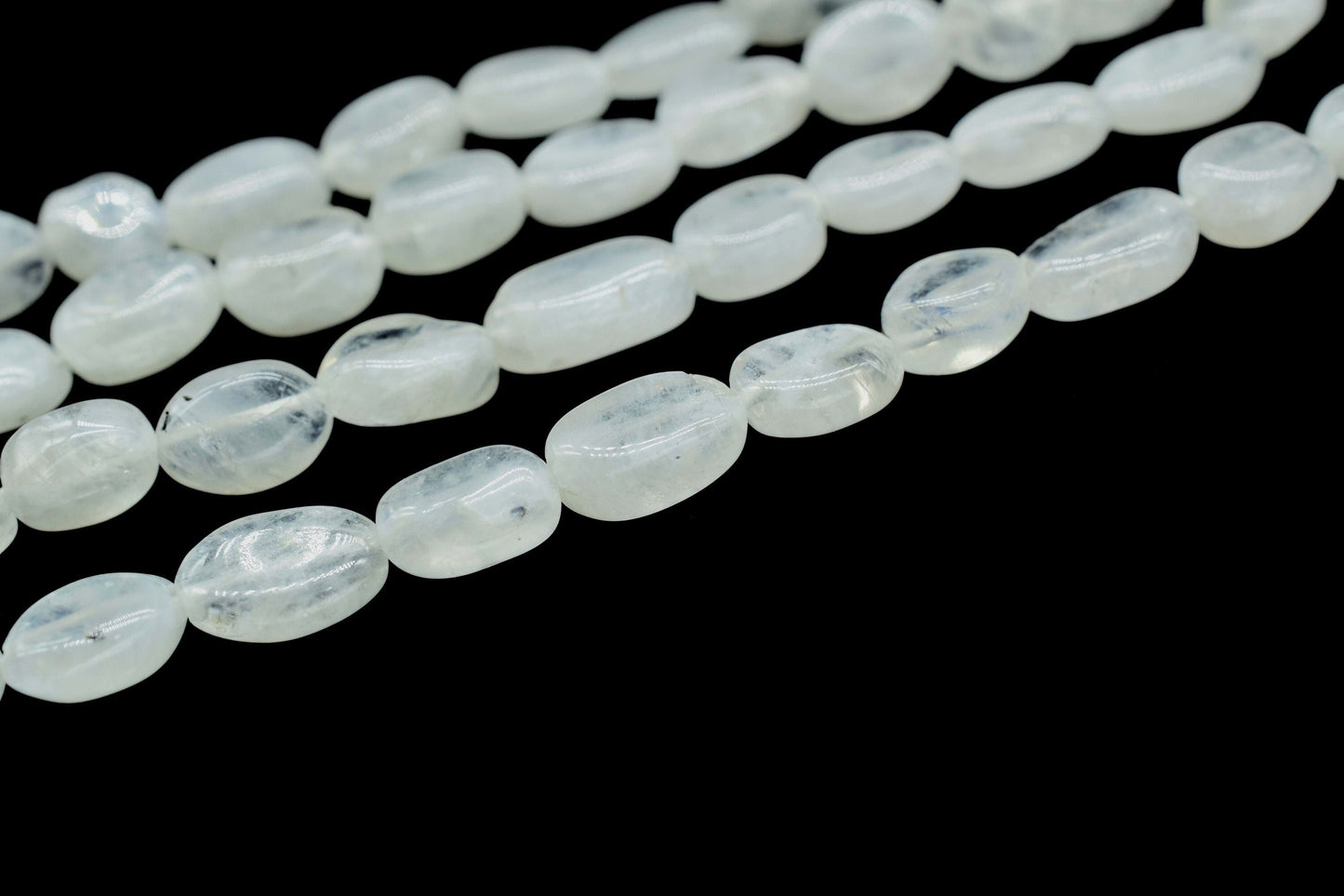 Rainbow Moonstone Smooth Beads, White Rainbow Moonstone Nuggets Beads,Moonstone Smooth Beads Full Strand,Gemstone Oval Shape Beads,Gift