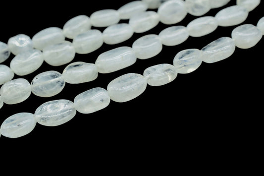 Rainbow Moonstone Smooth Beads, White Rainbow Moonstone Nuggets Beads,Moonstone Smooth Beads Full Strand,Gemstone Oval Shape Beads,Gift