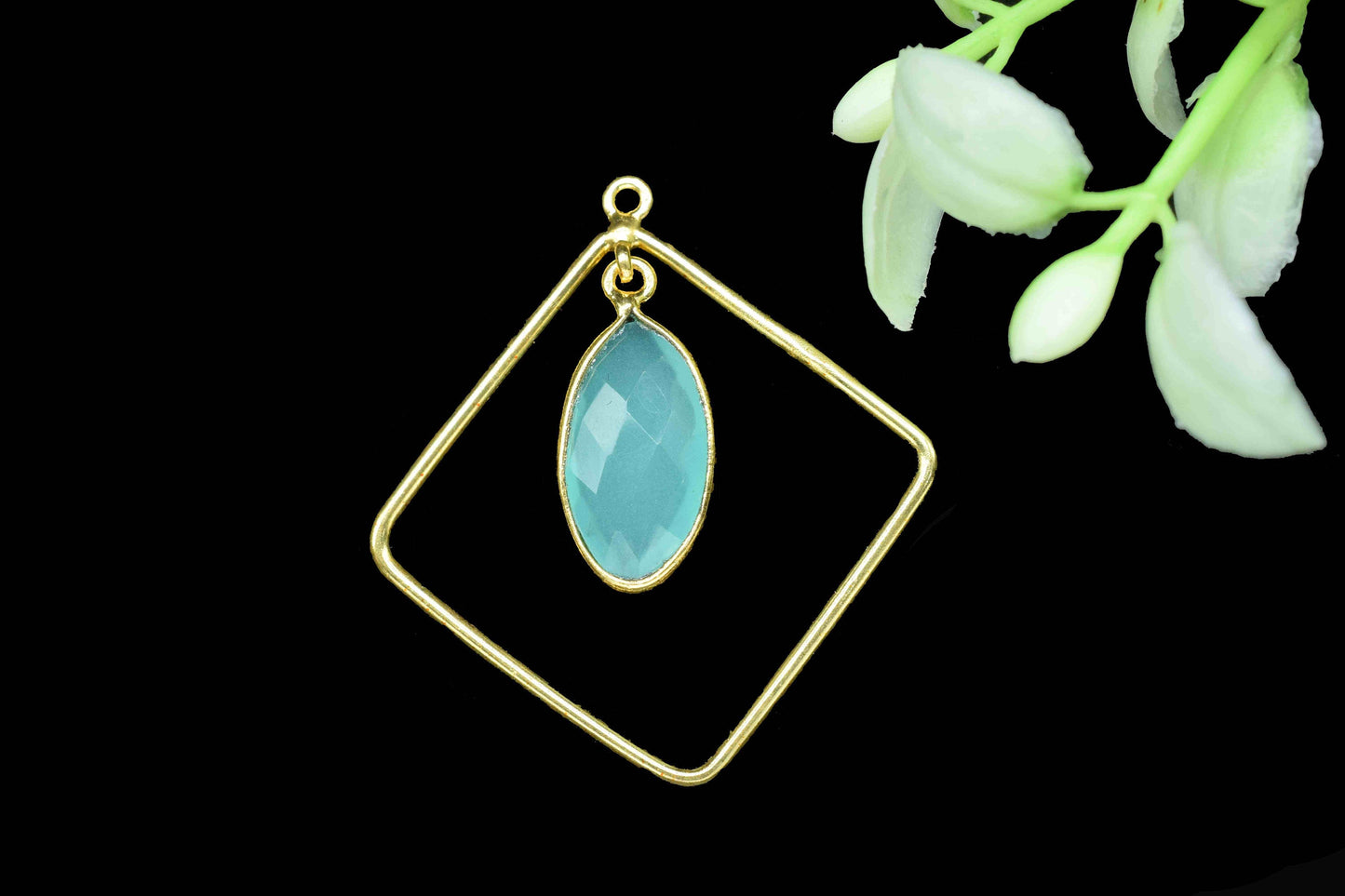 Marquise Bezel Pendant,Finding Square Components,Gemstone Square Component,Handmade Pendant Jewelry,Beads Dangle Earring,Station Link Supply