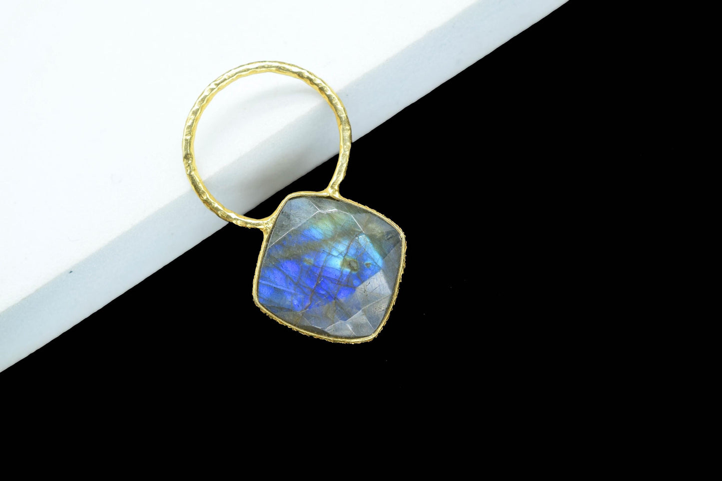Labradorite Pendant/Gemstone Component/Charm Pendant/Necklace Pendant/Cushion Shape Charm/Wholesale Supply/Gold Plated Jewellery/Gift