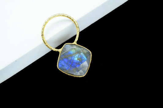 Labradorite Pendant/Gemstone Component/Charm Pendant/Necklace Pendant/Cushion Shape Charm/Wholesale Supply/Gold Plated Jewellery/Gift