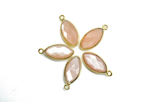 Peach Moonstone 6x12mm marquise shape Single bail Connector,Bezel links Connector,jewelry making Connector,Single bail Connector,Moonstone