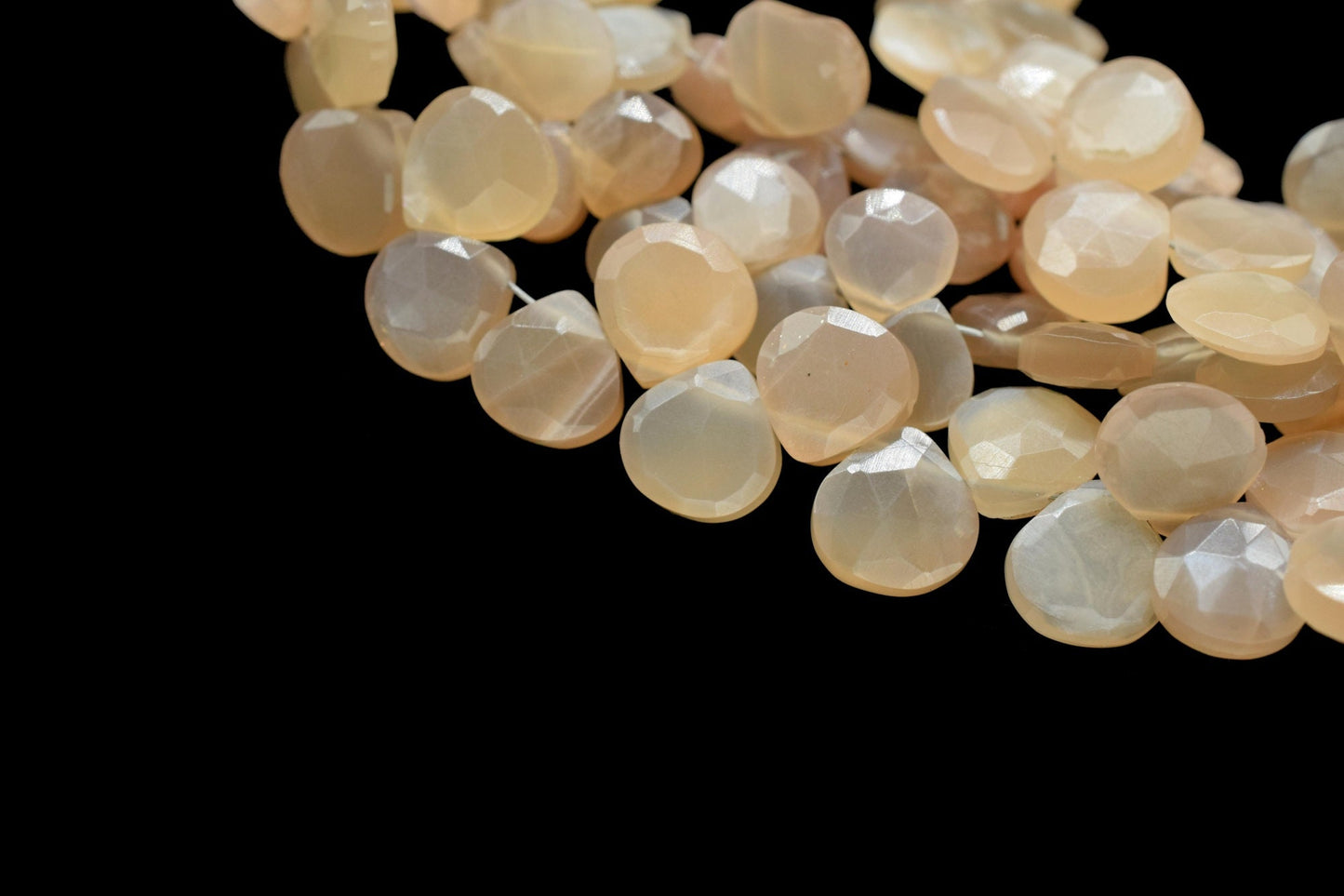 Peach Moonstone Faceted 6mm To 7mm Heart Shape Beads,Peach Gemstone Fine Quality Beads Jewelry Making,Peach Moonstone Faceted Beads Strnads