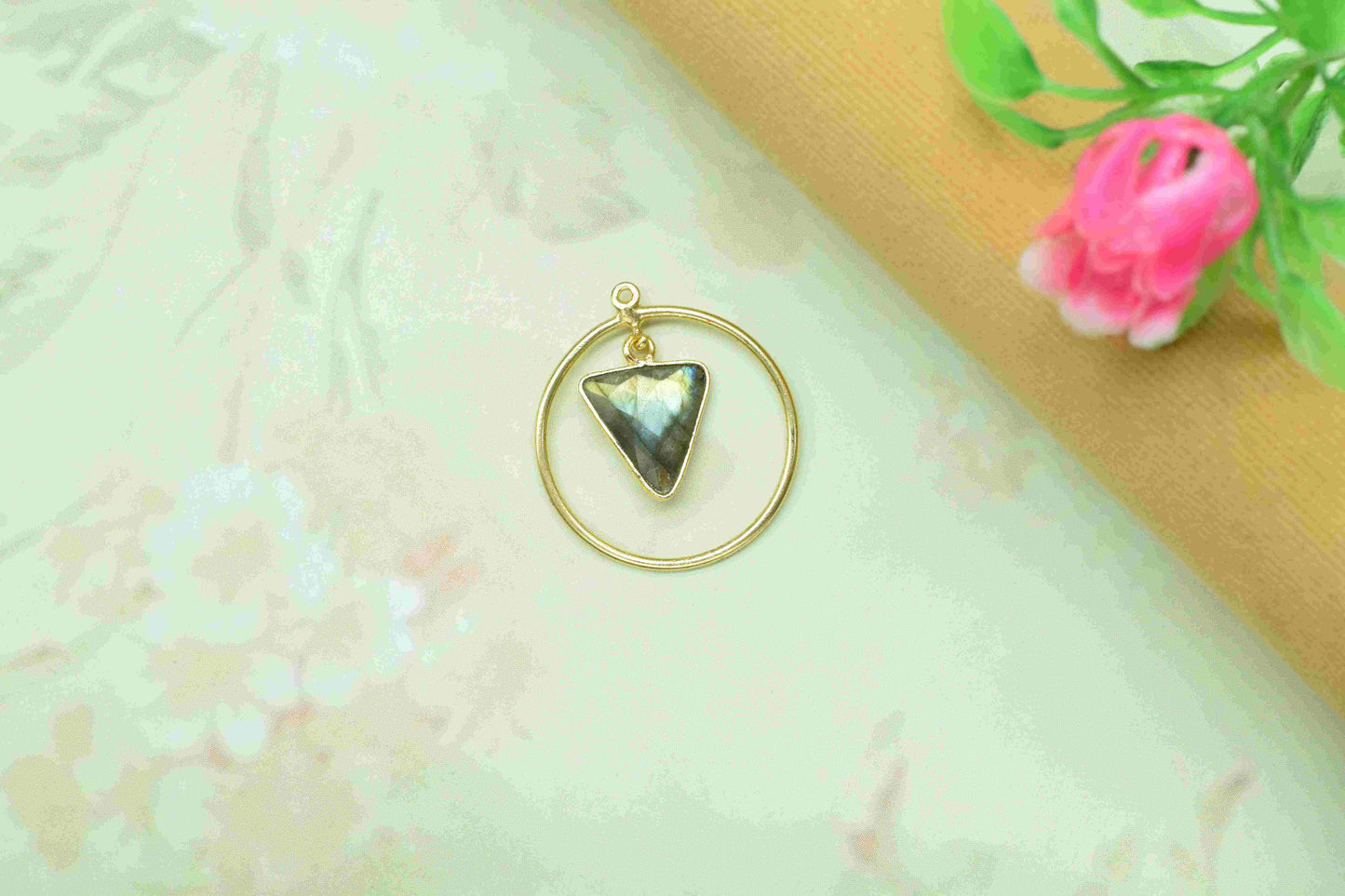 Handmade Triangle Bezel Pendant,Finding Round,Gemstone Circle Components,Beads Pendant Jewelry,Components Dangle Earring,Station Link Supply