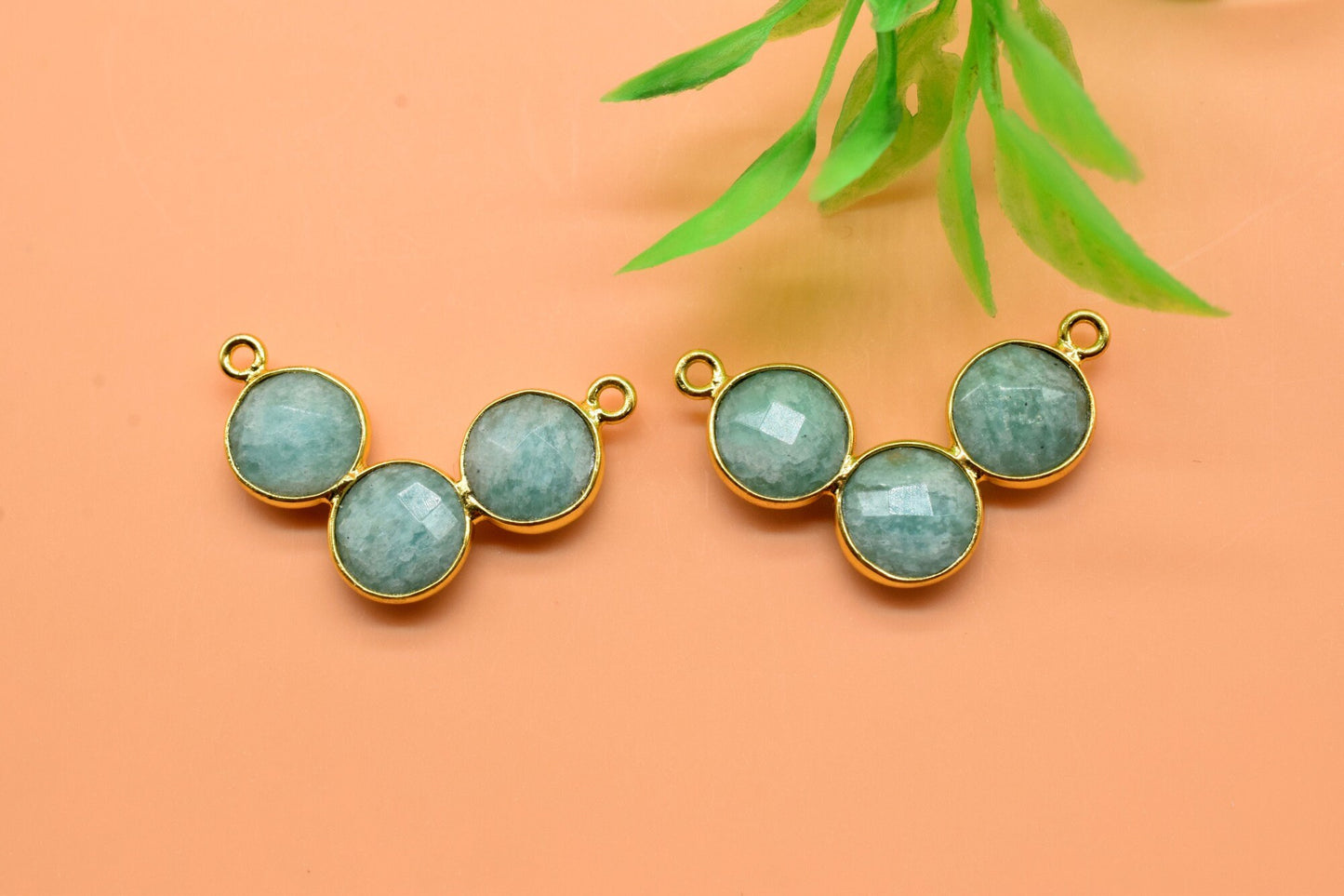 Amazonite Necklace Connector,Amazonite Jewelry Making Supply,Amazonite Pendant,Amazonite Jewelry,Woman Necklace,Gold plated connector charms