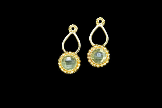 Green Amethyst Designer Pendant/Jewelry making Stone/Amethyst Pendant Charm/Handmade Jewelry Component/Round Shape Stone/Connector/Gift