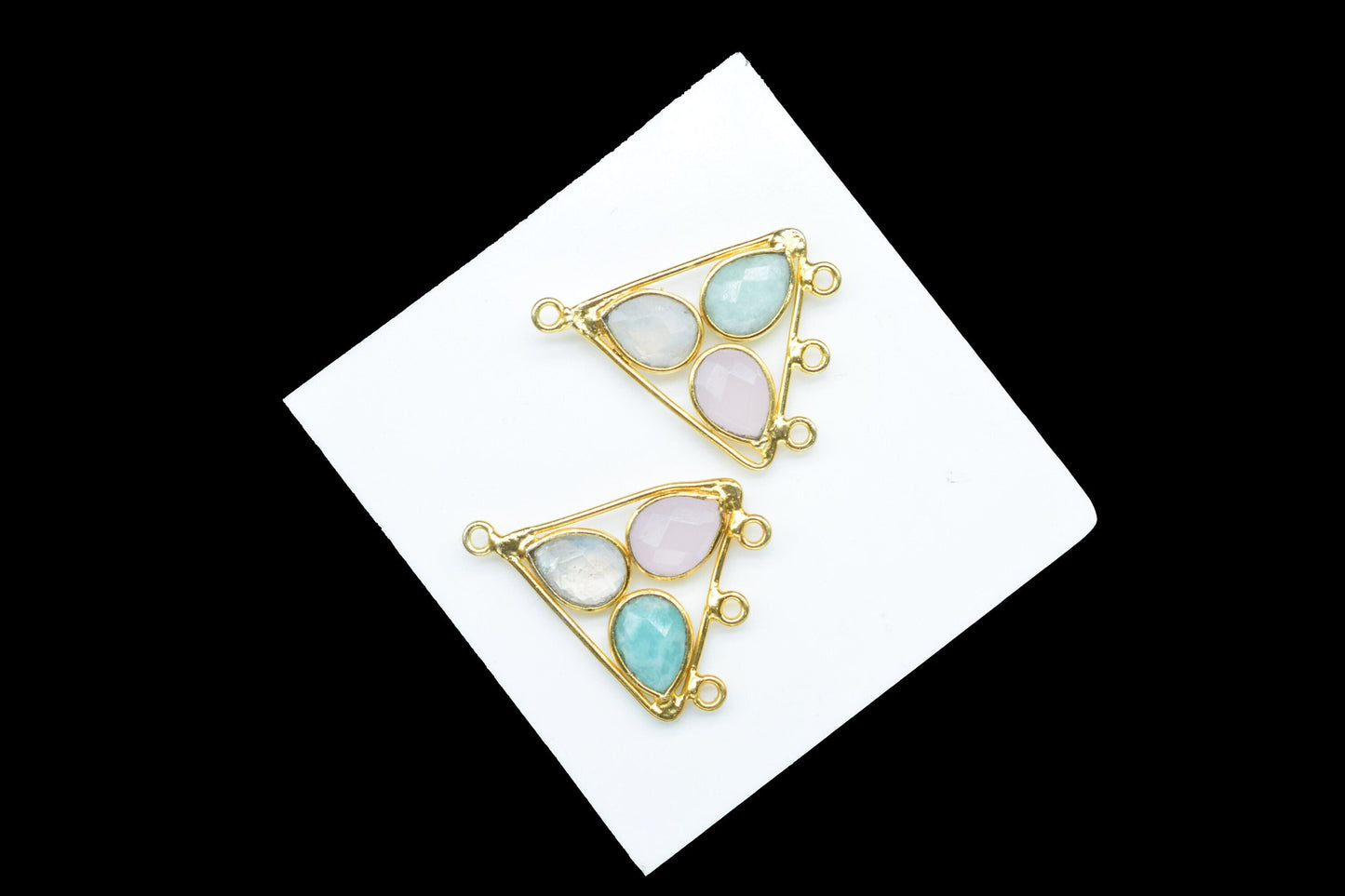 Multi Gemstone Teardrop Faceted Bezel Connector,Handcrafted Gemstone Connector,Multi Gemstone Pendant,Amazonite Pendant,Jewelry Component,