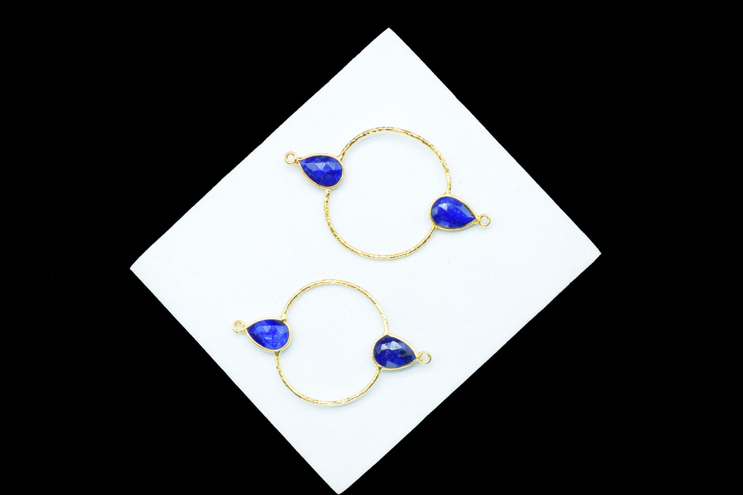 Blue Sapphire Bezel Connector,Handmade jewellery,Double Bail Connector ,Gemstone Bezel Components,Jewelry Findings Bezel Charms,Gemstone