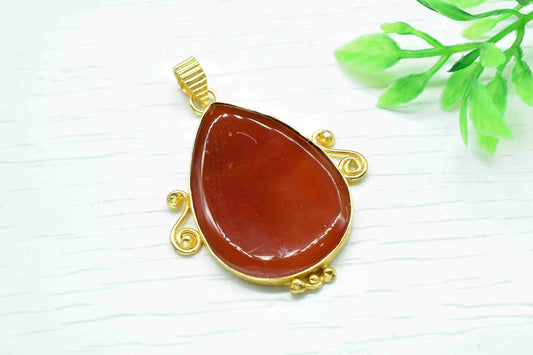 Natural Carnelian Gemstone Teardrop Pendant,Carnelian 28x40mm Teardrop Smooth Pendant Jewelry,Pear Shape Pendant,Gemstone Pendant,Necklaces