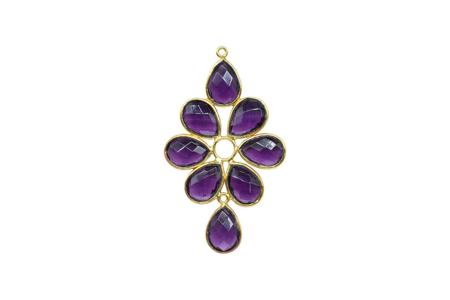 Components Earring Connectors,Craft Supplies,Handmade Pendant Beads Jewelry,Teardrop Station Bezel Link Pendants,Gemstone Flower Pendant