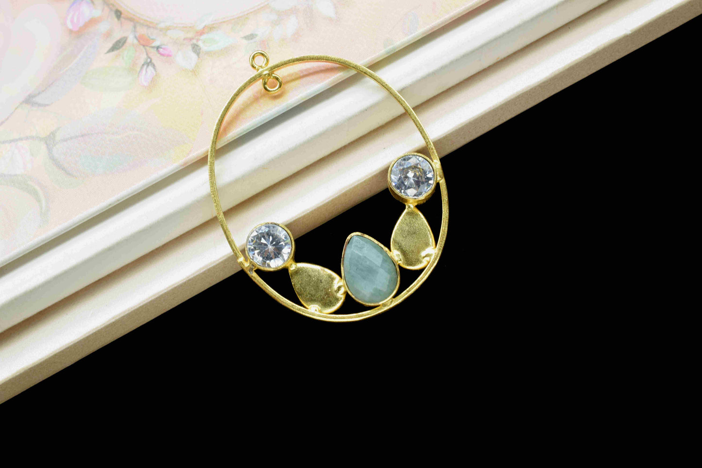 Amazonite Oval Shape Pendant,7x10mm Teardrop Shape Pendant,Zircon Component,Finding Oval Shape Component Jewelry,Amazonite Component Jewelry