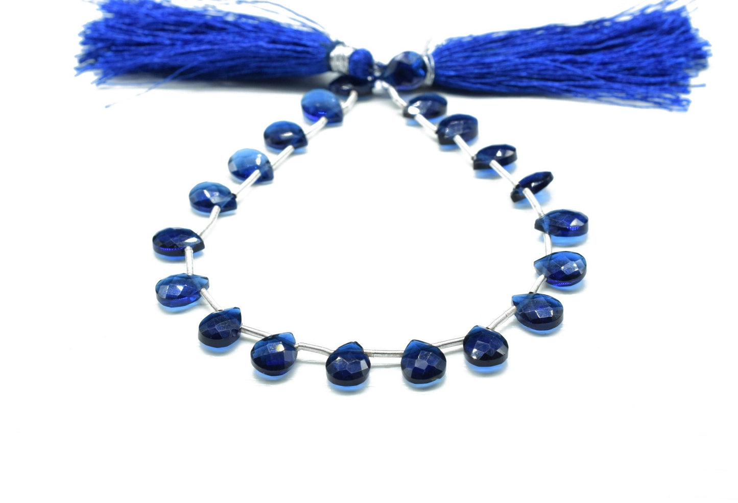 Blue Sapphire Faceted briolette Strand,Blue Sapphire Beads Strand,Handmade Jewelry Making Supplies,Gemstone drilled Teardrop Briolettes,Gift