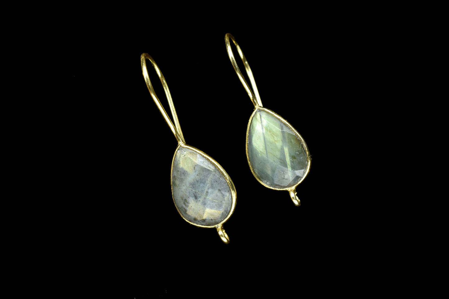 Labradorite 9x13mm Teardrop Connector,Stud Earring Connector,Labradorite Jewelry,Single Loop Connector,June birthstone,Jewelry Finding, Gift