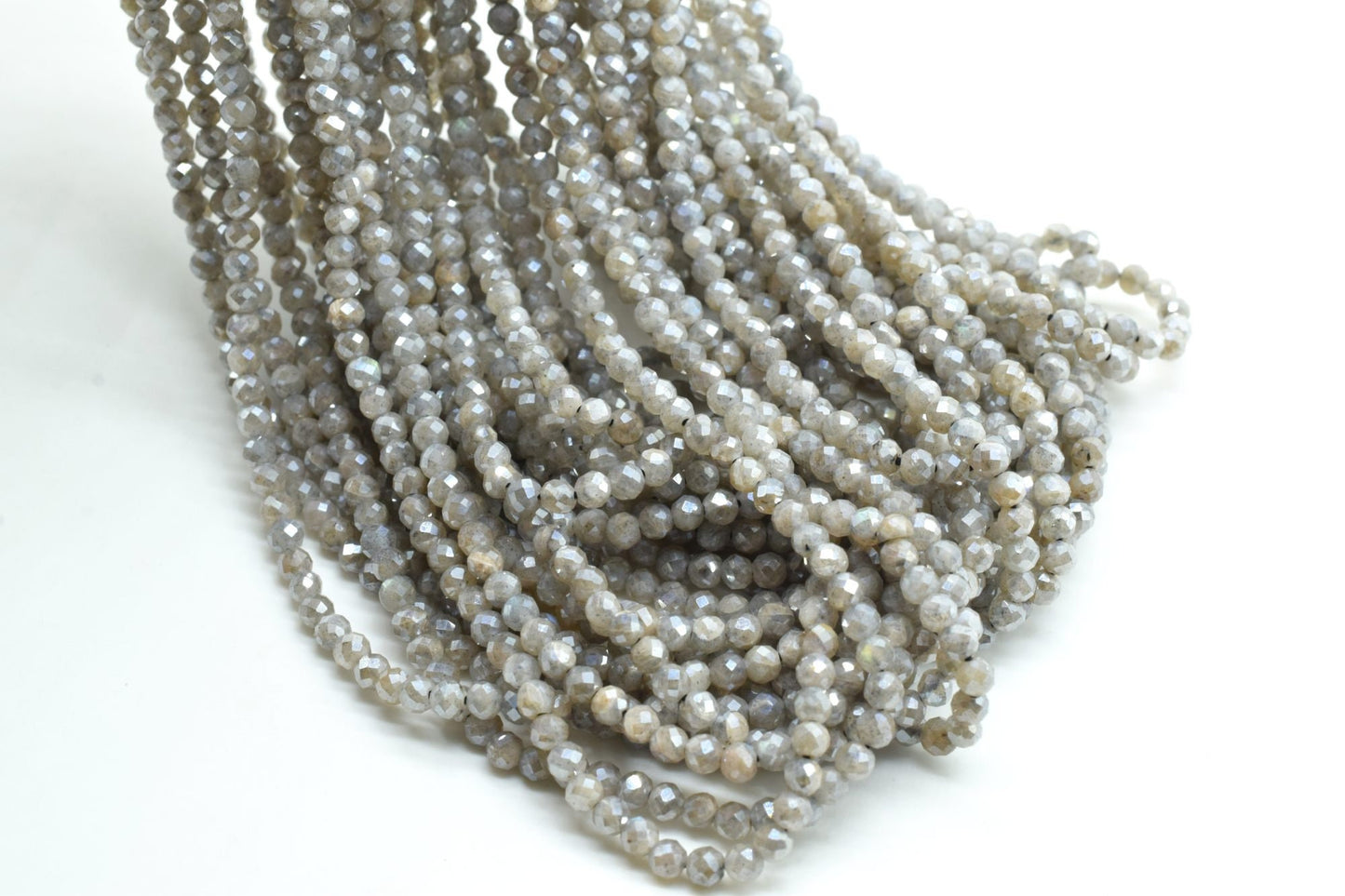 Labradorite Coated Faceted Beads,silver Coated beads,3mm Labradorite beads,Gray Faceted beads,Jewelry Making Craft,Labradorite Gemstone Bead