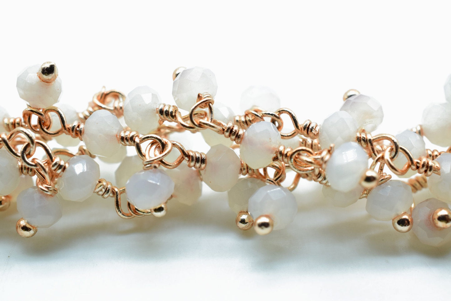 Chalcedony Cluster Beaded Chain,Bead Chain,Dangling Chain,Thick Chain, Gold Wire Wrapped chalcedony Beaded chain,Handmade beaded chains