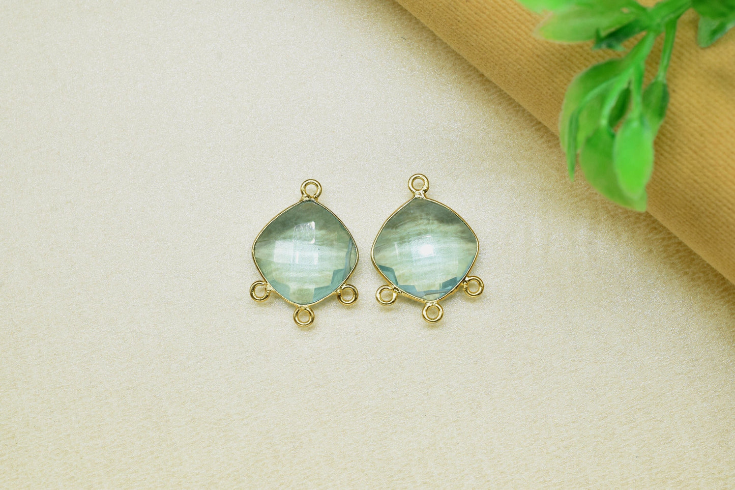 Sky topaz Faceted Bezels Jewelry,Sky Topaz Gold Plating Pendants,Topaz Faceted Gemstone charms,Sky Topaz Gemstone 14mm Square Shape Pendant