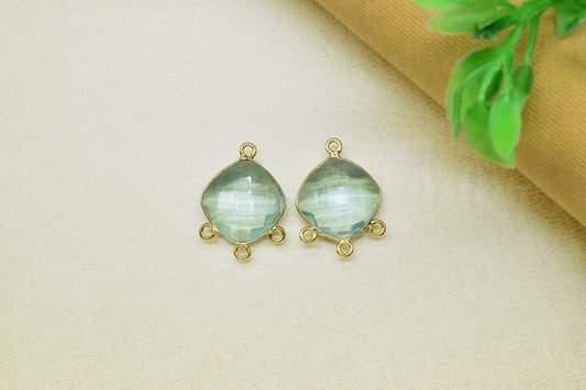 Sky topaz Faceted Bezels Jewelry,Sky Topaz Gold Plating Pendants,Topaz Faceted Gemstone charms,Sky Topaz Gemstone 14mm Square Shape Pendant