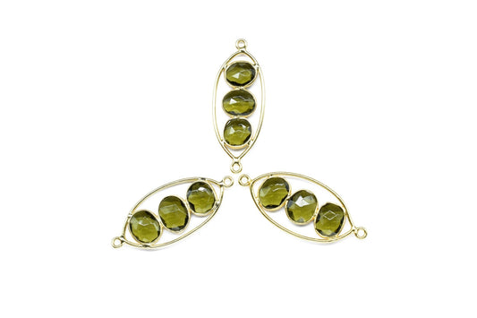 Green Tourmaline Quartz Earring Connector,Tourmaline Gemstone Component,Finding Necklace Connector,Green Tourmaline Dangle Earring Component
