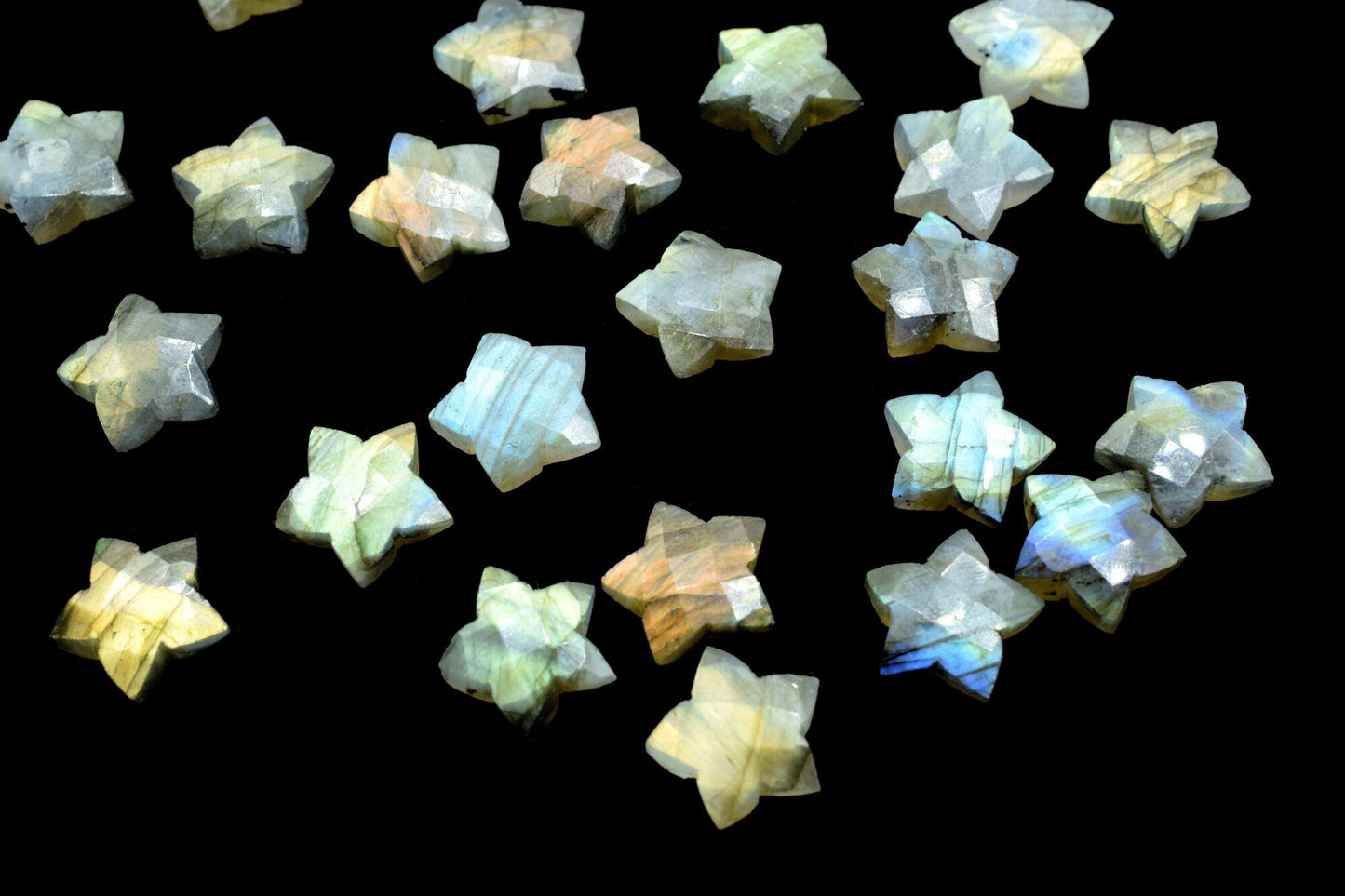 Labradorite 14mm carved star shape Briolettes,star shape Faceted Briolette,Gemstone,Hand Carved Briolette,Carving Gemstone,Carved stones