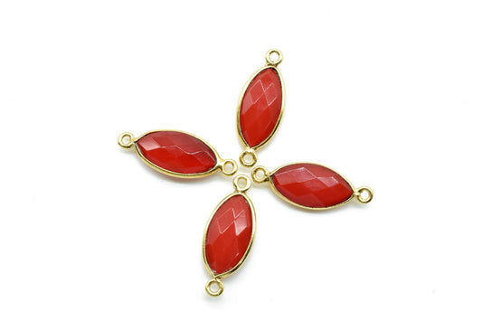 Carnelian 8x16mm marquise shape double bail Connector,Bezel links Connectors,jewelry making Connectors,Orange color Double bail Connectors