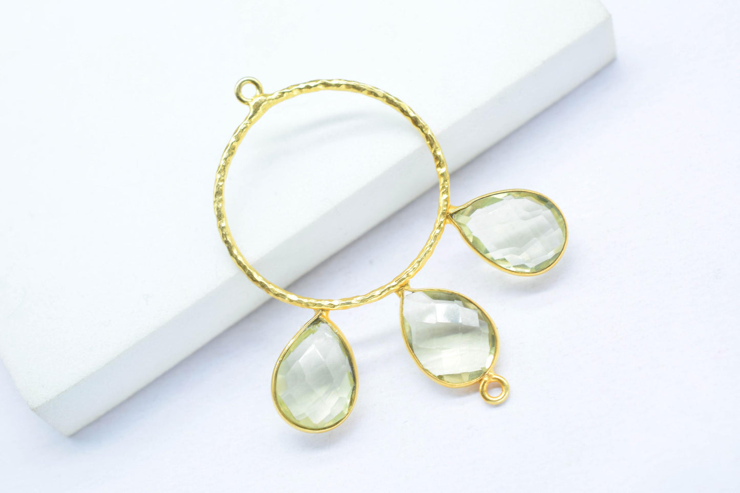 Lemon Quartz Pendant/Gold Plated Jewellery/Connector Jewellery/Yellow Gemstone Jewellery/Brass Connector Jewellery/Double Bail Pendant/Gift