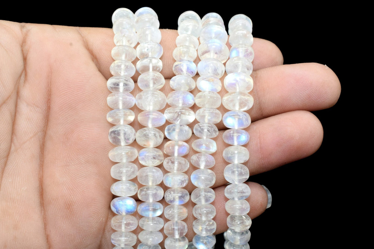 Moonstone Smooth Rondelle Beads,6mm to 9mm Smooth Beads,Rainbow moonstone beads,jewelry making beads,Graduated moonstone beads,AAA+ GRADE
