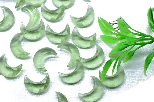 Natural Green Amethyst Moon Briolettes , Hand Carved Moon Briolettes, Amethyst Carved Moon, Gemstone Carved Moon, 15mm Half Moon Shape Beads