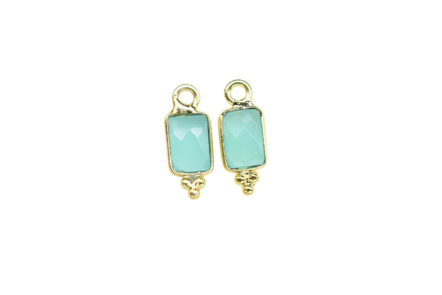 Aqua Chalcedony Charms Pendant/Buguette Shape Pendant/Handmade Pendant/Tiny Pendant/Necklace Connector jewelry/Women Jewelry/B'day Gift