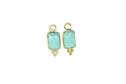 Aqua Chalcedony Charms Pendant/Buguette Shape Pendant/Handmade Pendant/Tiny Pendant/Necklace Connector jewelry/Women Jewelry/B'day Gift