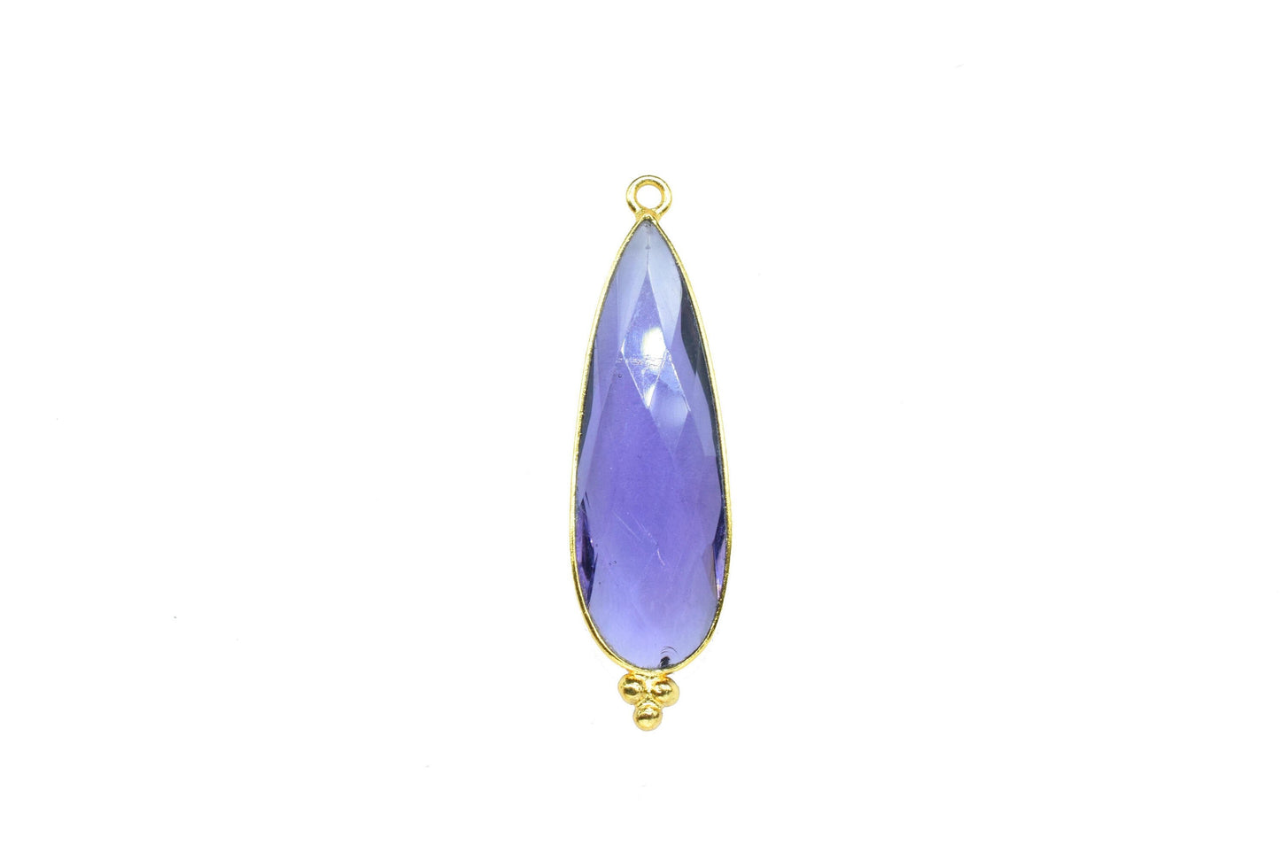 Amethyst 10x30mm Bezel charm,Station Bezel Link Supplies,Amethyst Jewelry Making,Brass Connector Pendant,Gemstone Teardrop Amethyst Pendant