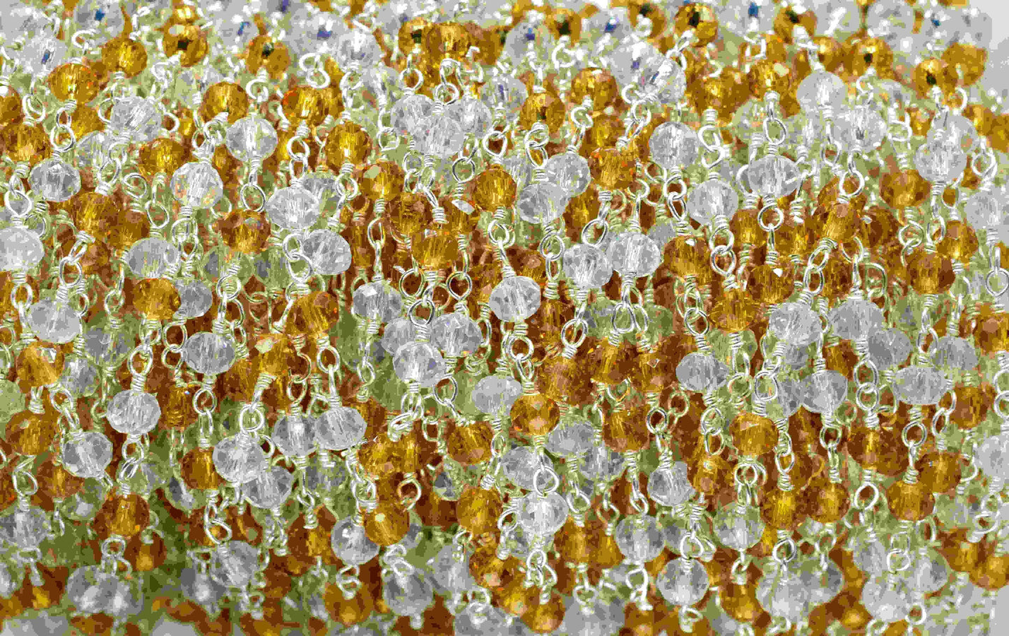 Crystal Quartz Beaded Chain,Multi Stone Rosary Chain,Citrine Micro Beads chain,,Handmade Rosary Jewelry Making,Wire Wrapped Rosary Chain