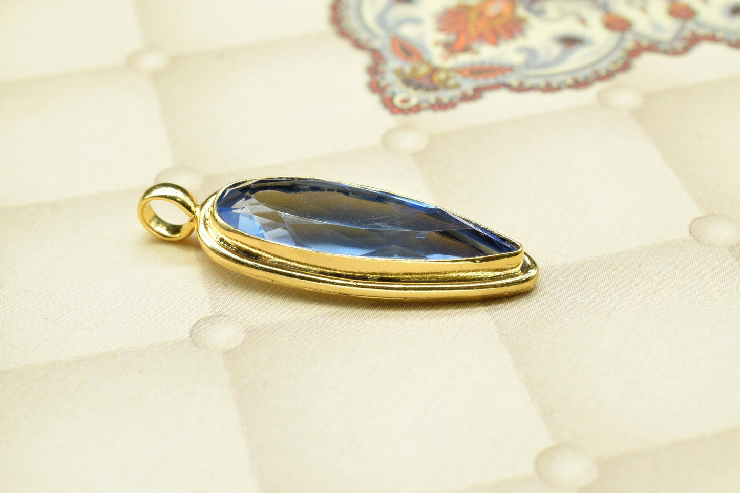 Tanzanite Bezel Pendant Charms,Brass Pendant,Handmade Craft,Teardrop Pendant Jewelry,Gemstone Pendants,Statement Pendant,Loop Pendant,Gift