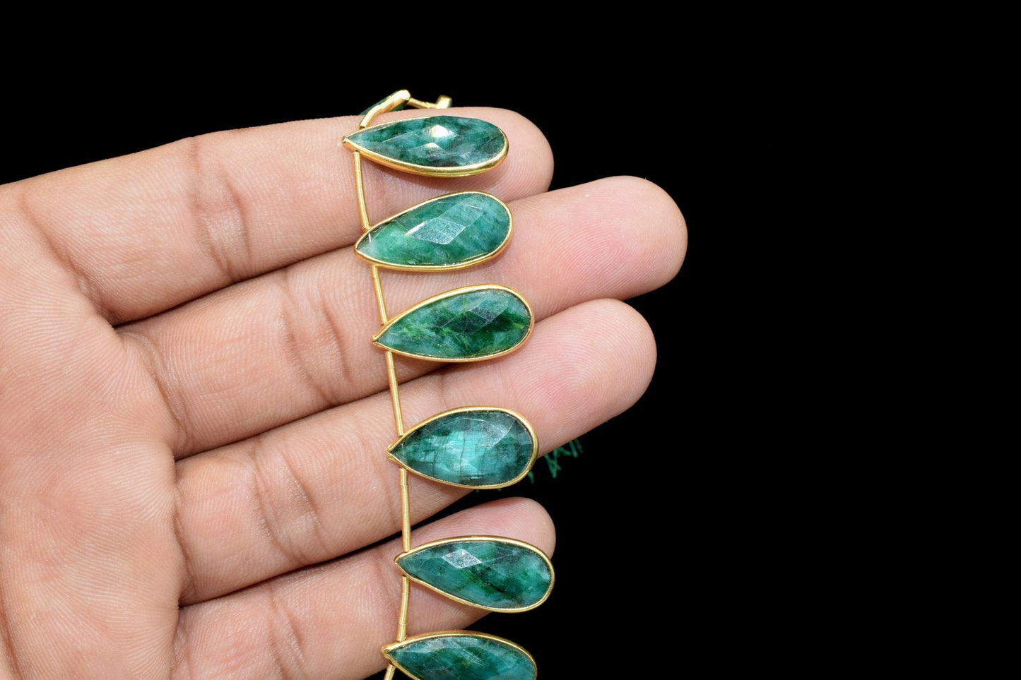 Emerald 8x20mm Pear shape charm 10 pieces strand,Checker Board cut Emerald Pendant,Emerald Pear Briolettes,Emerald single bail connectors