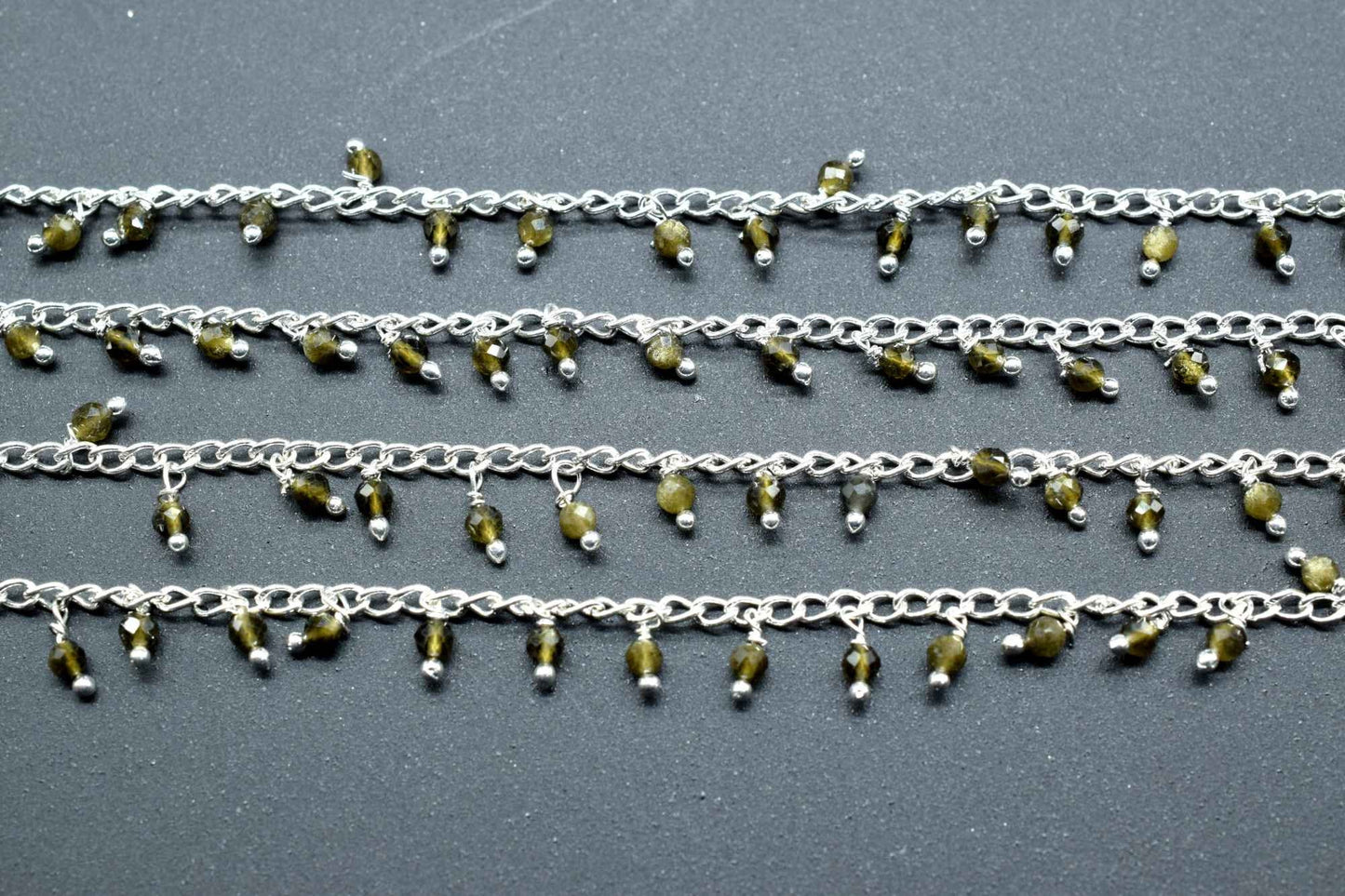 Cat's Eye Cluster Rosary Chain,2mm Faceted Beaded Rosary,Wire Wrapped link Stone Rosary Chain,Dangling Rosary Chain,Jewelry Making Rosary,