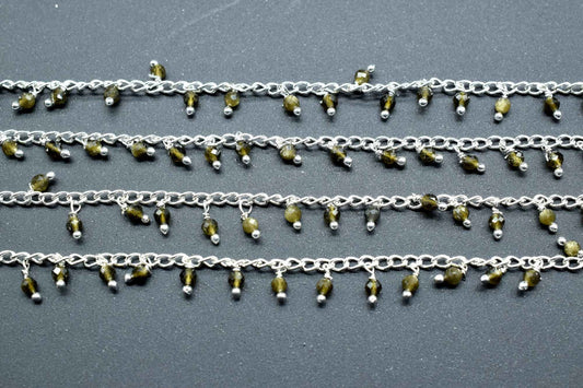 Cat's Eye Cluster Rosary Chain,2mm Faceted Beaded Rosary,Wire Wrapped link Stone Rosary Chain,Dangling Rosary Chain,Jewelry Making Rosary,
