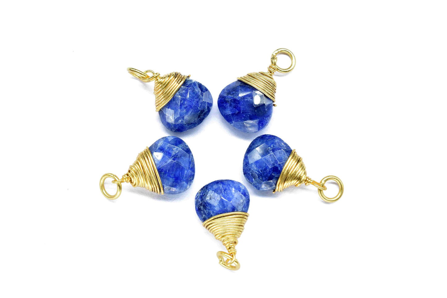 Blue Sapphire Faceted Connectors, 10mm Heart Shape Connectors, Pendant Jewelry, Gemstone Wire Wrapped Pendant, Wire Wrapped Necklace Jewelry