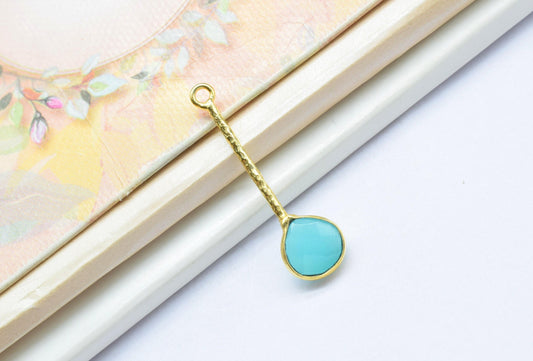 Peru Chalcedony Charm/Gemstone Component/Faceted Peru Chalcedony Charm/Necklace Pendant/Single Bail Charm/Summer Collection/Wholesale Supply