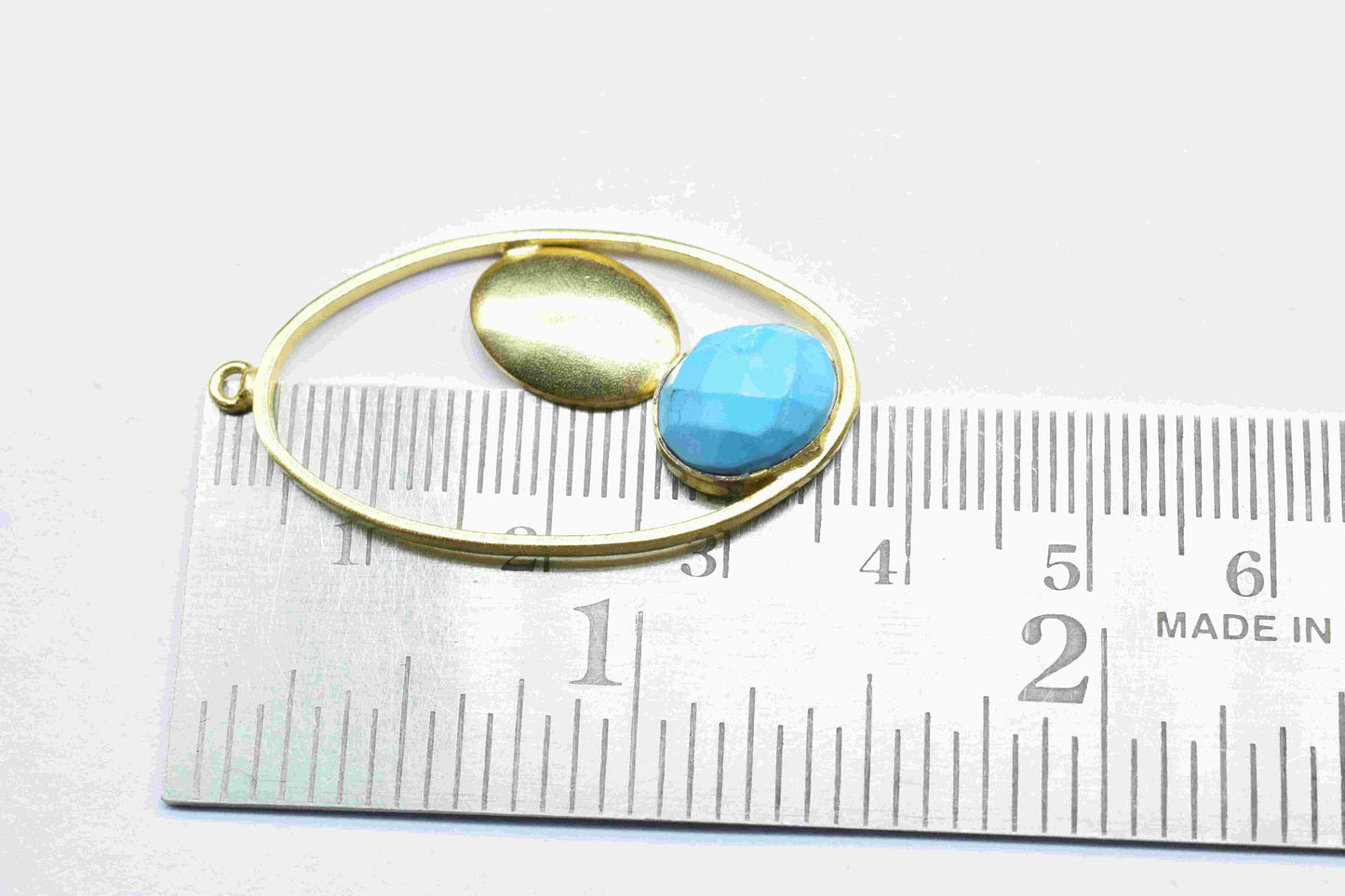 Copper Turquoise Gemstone Oval Shape Pendant,Single Bail Pendant,Turquoise Pendant,Faceted Turquoise,Gemstone Charm Jewelry,Finding Jewelry