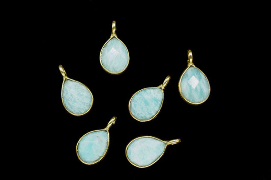 Natural Amazonite 6x8mm Teardrop Shape Pendant,Gemstone Pendant Jewelry,Amazonite Pendant Jewelry,Amazonite Faceted Component EarringJewelry