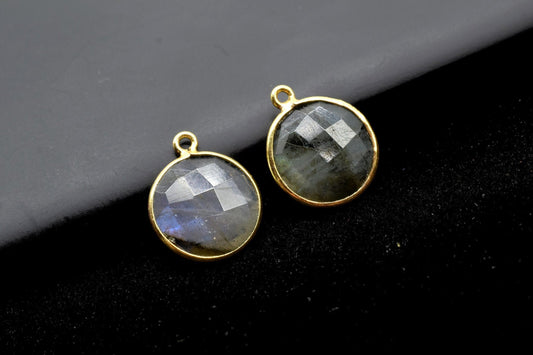 Labradorite 14mm Round Charm,Labradorite Pendant,Teardrop Pendant,Faceted Labradorite,Gemstone Charm,Gemstone Pendant,Labradorite Charms