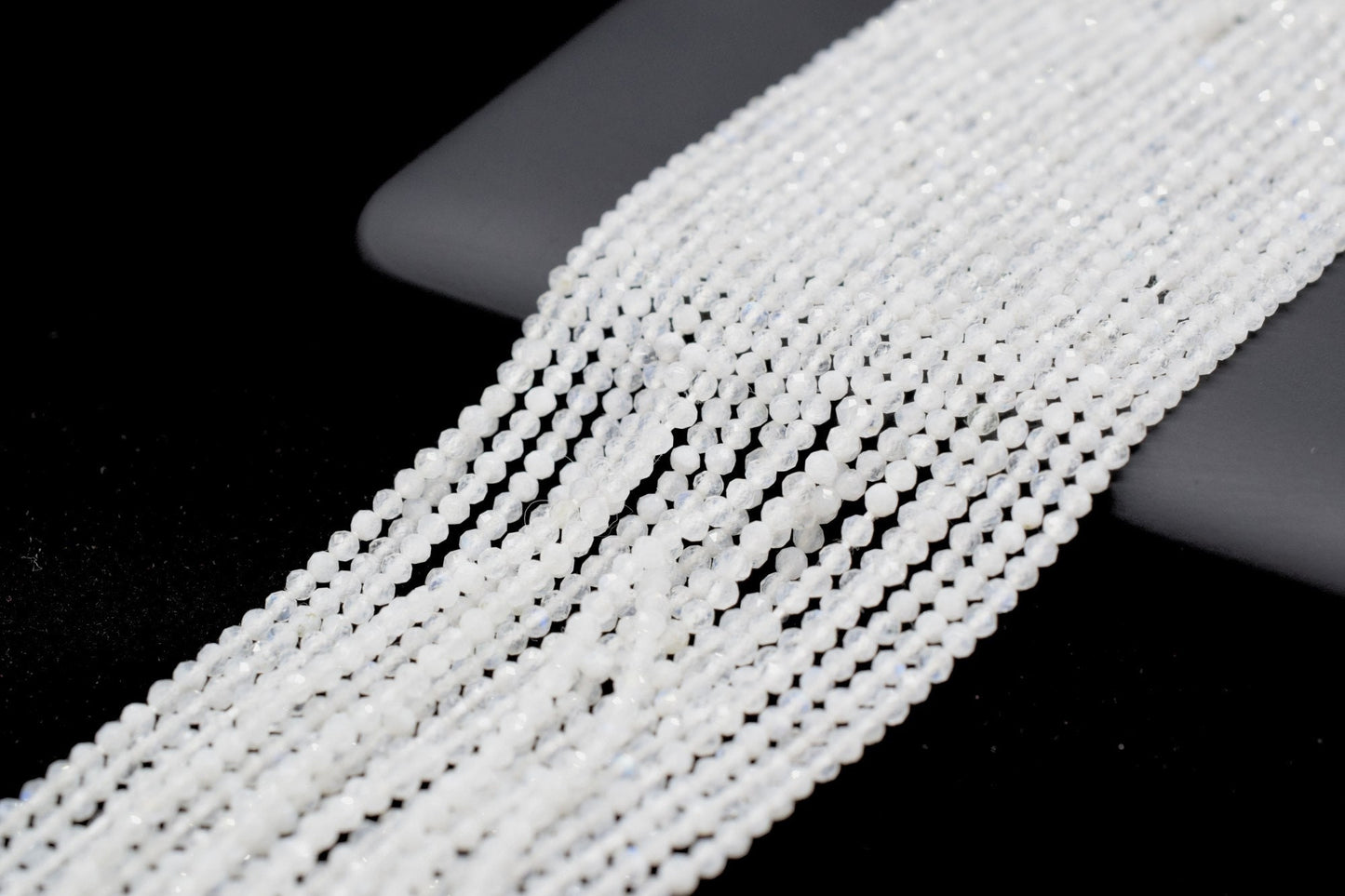 Moonstone Rondelle Faceted Beads,Small Size beads,White Gemstone beads,Tiny Spacer Beads,Rainbow beads,micro faceted beads,Rondelle beads