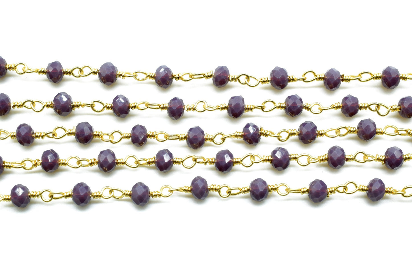 Lavender Gold Plated Rosary Chain,3mm Lavender Faceted Beaded Rosary,Gold Plated Rosary,Rosary Chain By Foot,Bulk Rosary Roll,Wire Wrapped