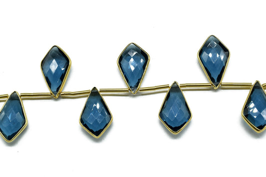 Kyanite 12x20mm Gold plated 11 pieces strand, Handmade Gemstone Connectors, Kyanite Single Bail Connectors,Kyanite  Charms Making Jewelry