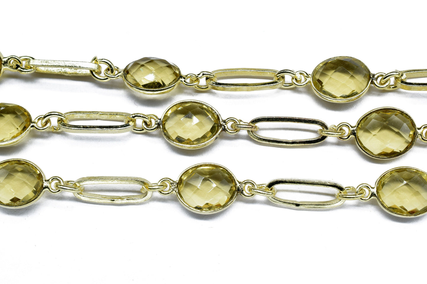 Citrine Wire Wrap Link Connectors link Chain,Citrine rosary Chain,Craft Jewelry Rosary, Gemstone Bezels Chain,Citrine Quartz Connector Chain