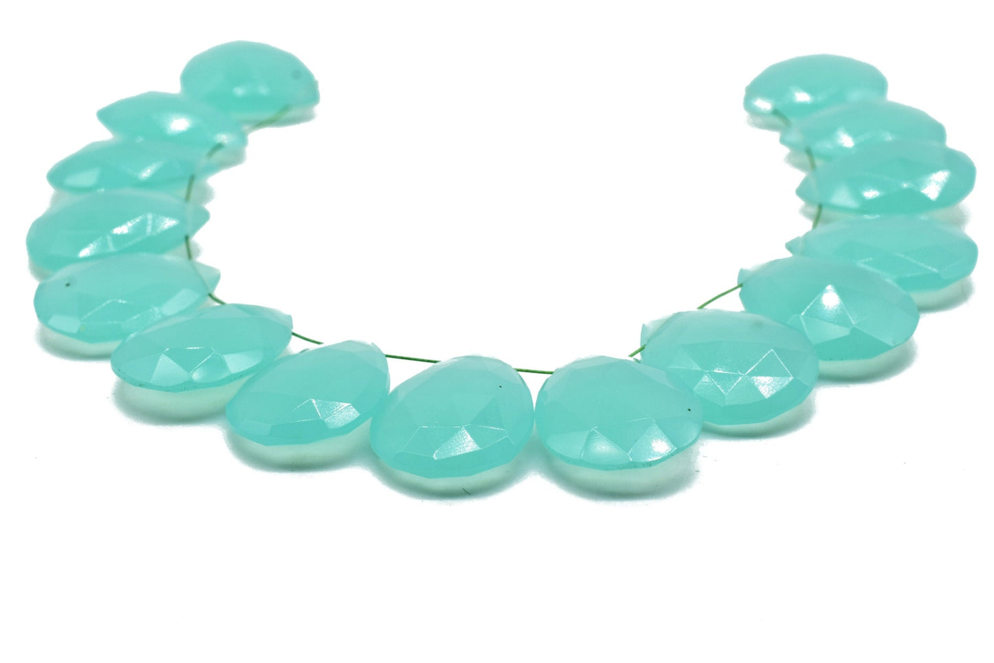 Aqua Chalcedony 15x20m Drop briolettes,Side drilled Briolette,Chalcedony Pear Shaped Faceted Briolettes,Chalcedony fancy briolettes,jewelry