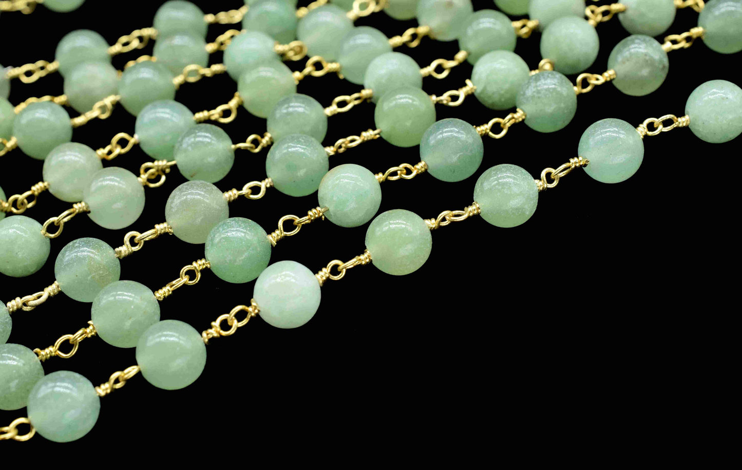 Green Jade Gemstone 6mm Smooth Bead Chain,Green Jade Wire Wrapped Chain Jewelry Making,Green Jade Smooth Round Shape Rosary Handmade Jewelry