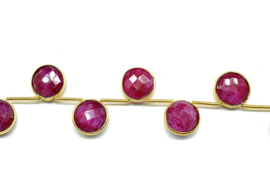 Ruby 10mm Faceted Round Shape charms ,Ruby Faceted Gemstone JewelryMaking Component,Ruby charms,Brass charms,Ruby jewelry