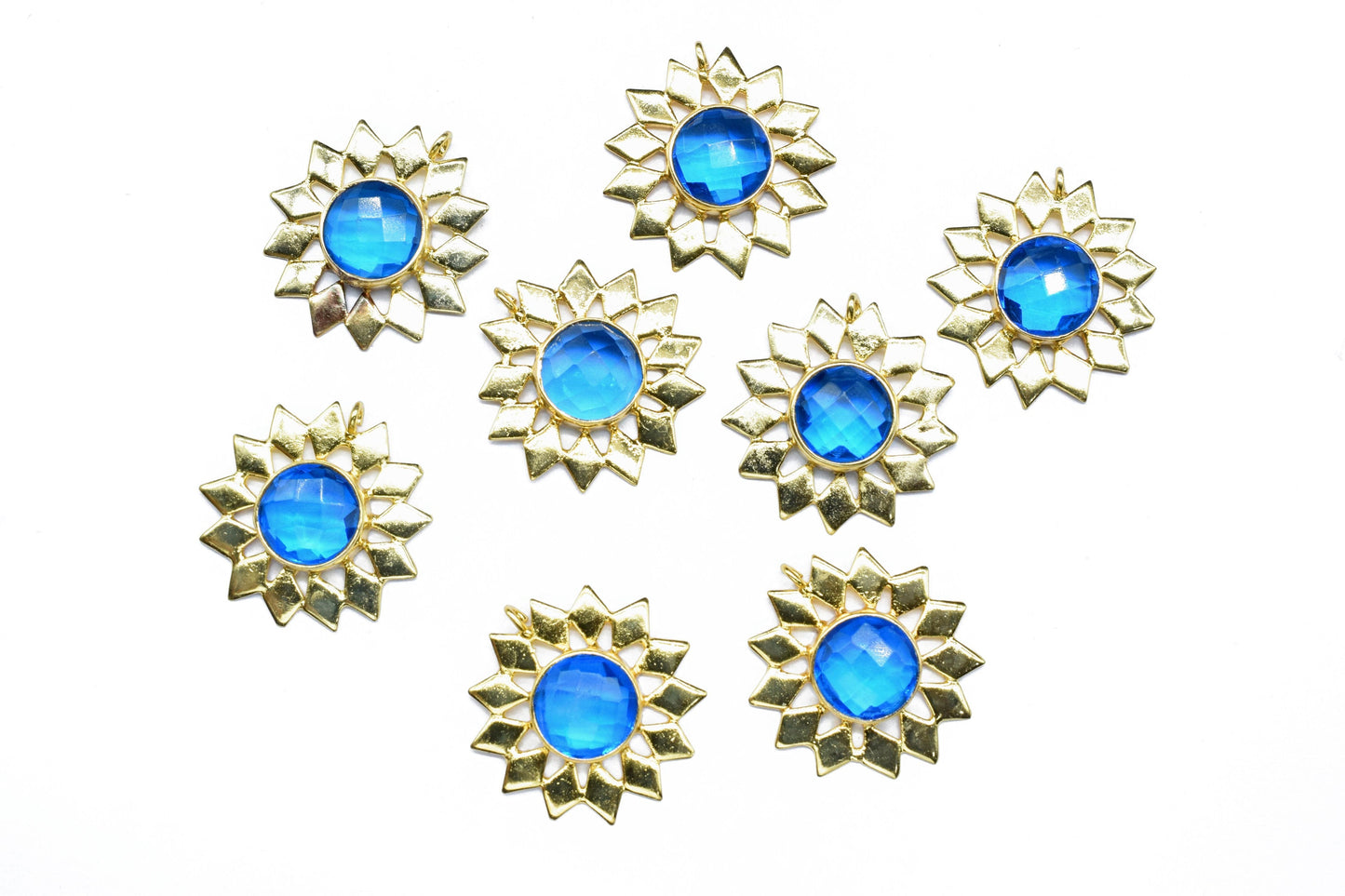 Handmade Flower Pendants,Star Findings Pendant Charms,Gemstone Beads Jewelry,Station Bezel Link,Craft Supplies,Single Bail Connectors,gift